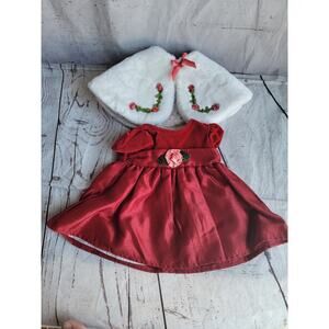 American Girl Bitty Baby Rosy Red Christmas Holiday Dress And Shall Retired